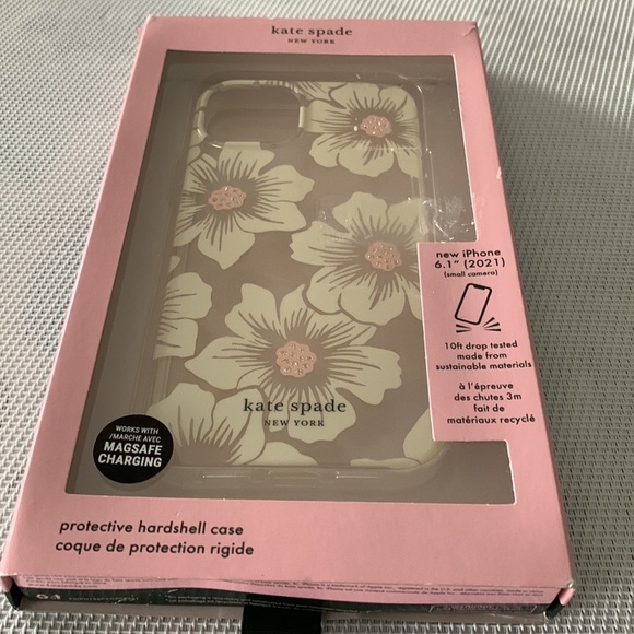 Kate Spade Apple iPhone 13 Pro Protective Hard Shell Case in Hollyhock Floral - Picture 8 of 12